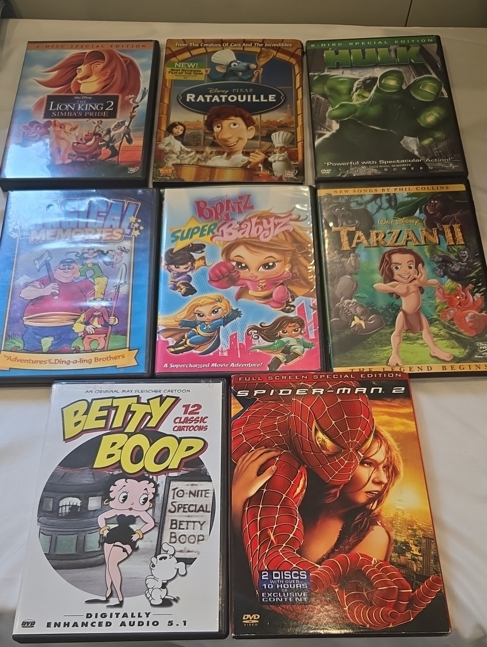 Lot of 8 Kids & Family DVDs - Originals Disney, Marvel & Classic Cartoons